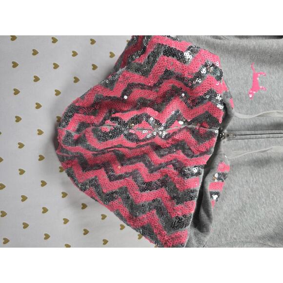 Victorias Secret Pink CHEVRON BLING RARE Hoodie Jacket Full Zip MEDIUM - Picture 6 of 11
